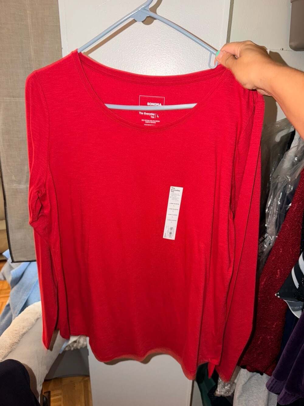 Sonoma The Everyday Tee Size L Red Long Sleeve